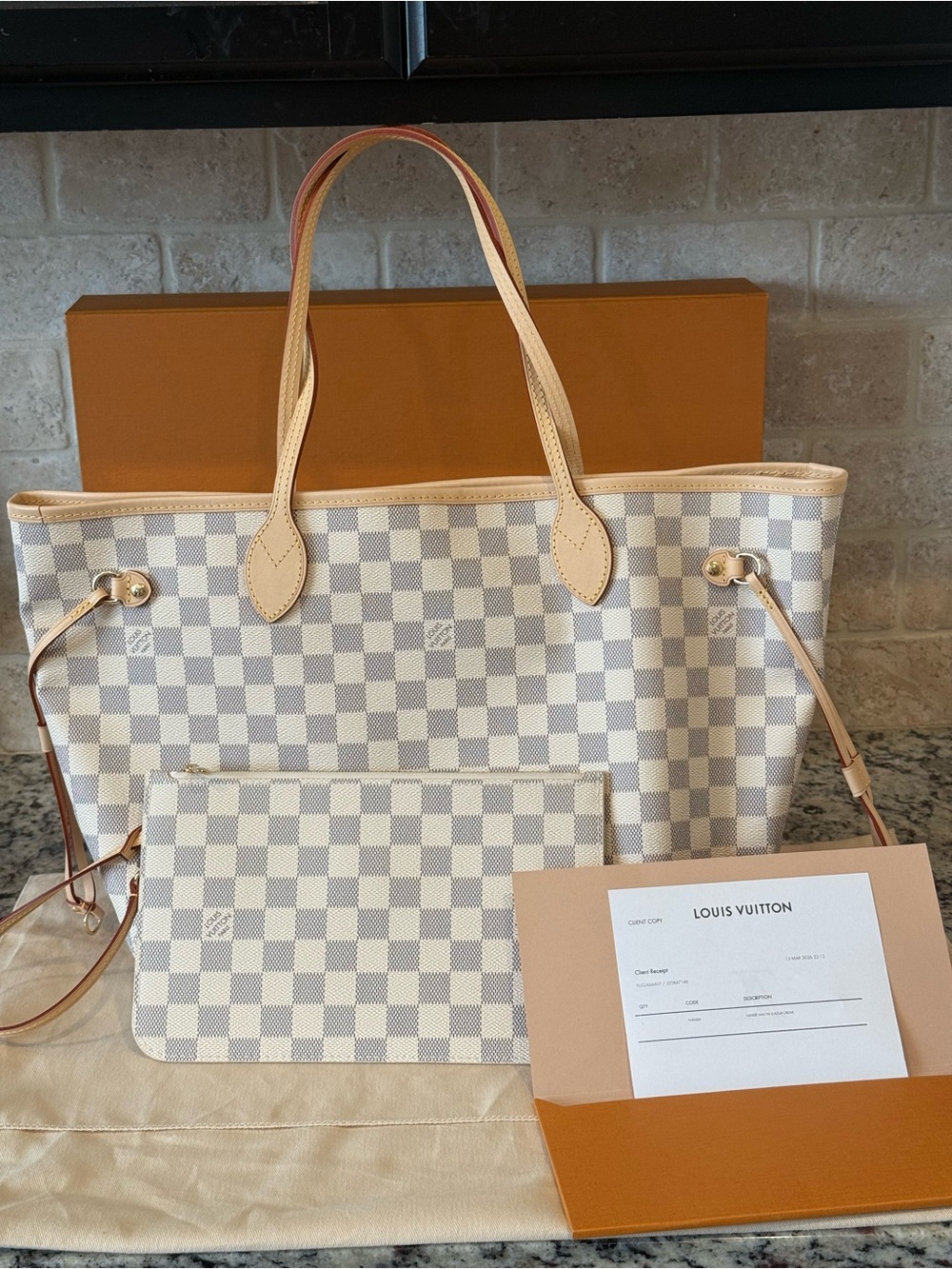 NEW Louis Vuitton Damier Azur Neverfull MM Tote